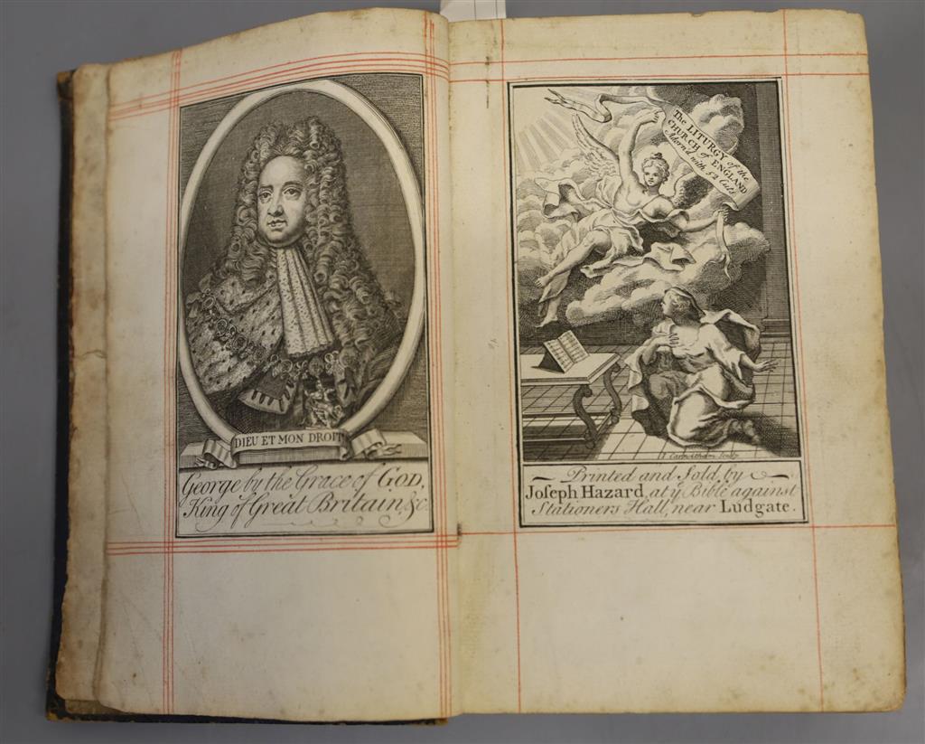 The Book of Common Prayer, 3 works in 1 vol, 8vo, contemporary calf, with portrait frontis and 53 plates, John Basket, London, 1727,